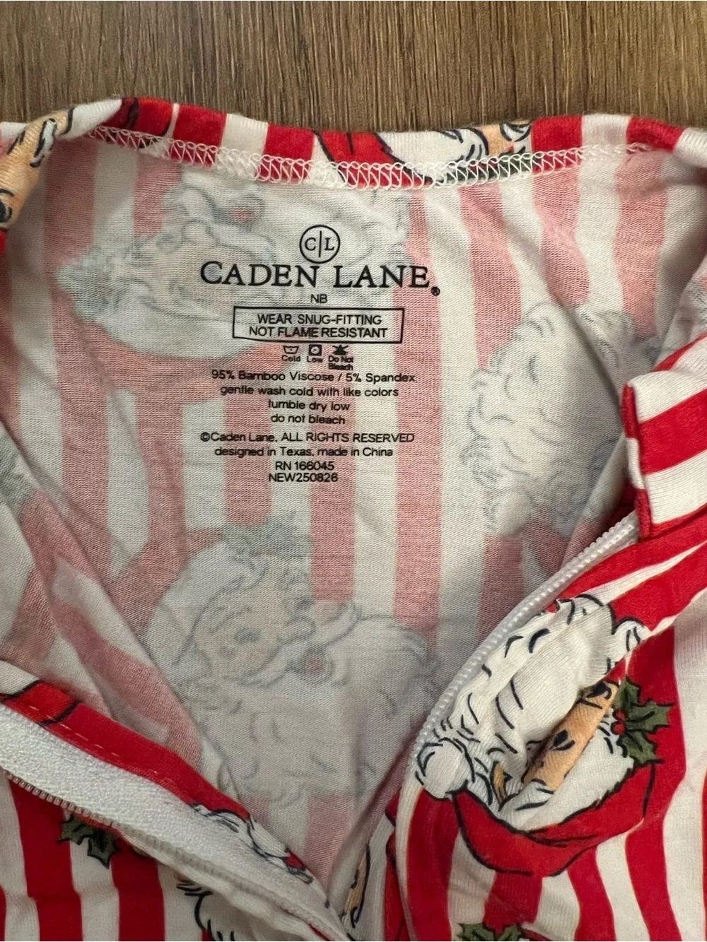 Caden Lane Red & White Santa Stripe Footed One-Piece